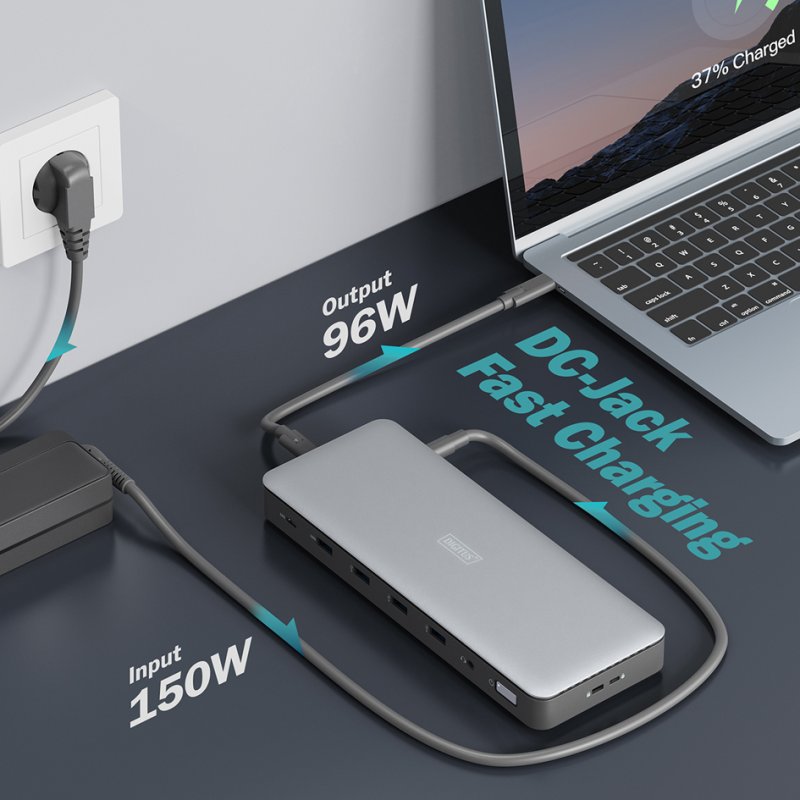 DIGITUS docking station USB-C, 13-poorts, grijs/zwart