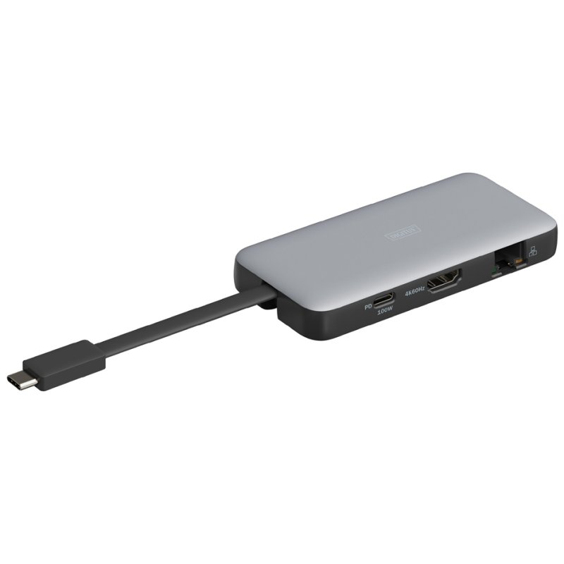 DIGITUS reis dockingstation, USB-C, 7 poorten, aluminium