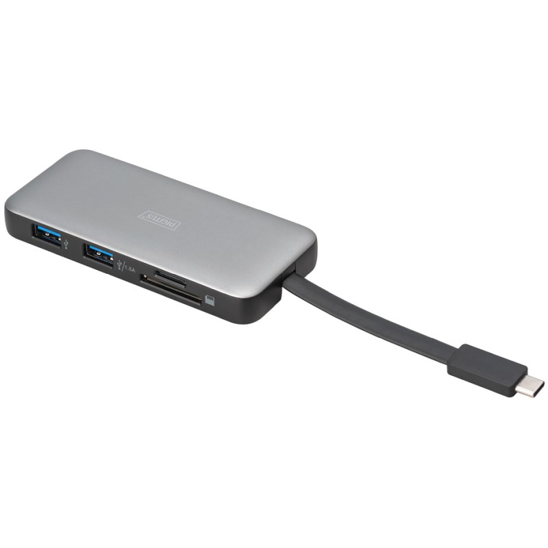 DIGITUS reis dockingstation, USB-C, 7 poorten, aluminium