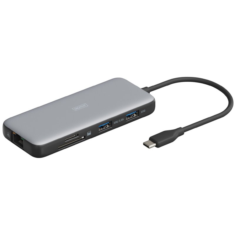 DIGITUS station d'accueil, USB-C, 8 ports, gris/noir