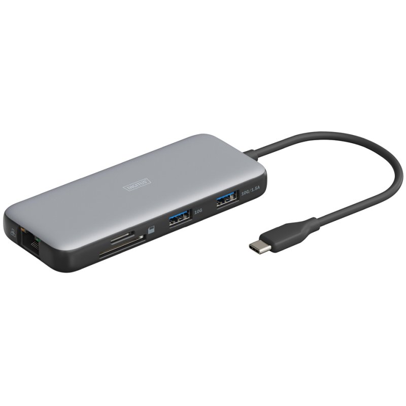 DIGITUS station d'accueil USB-C, 7 ports, gris/noir