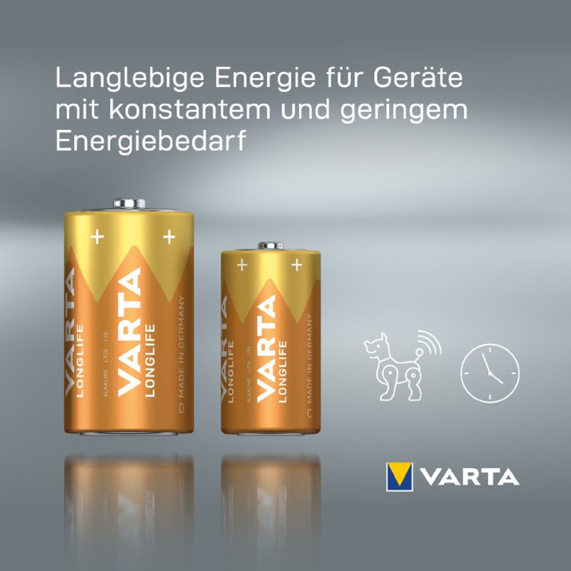 VARTA Longlife Alkaline batterijen, Mono (D), LR20 1,5V, 4 stuks