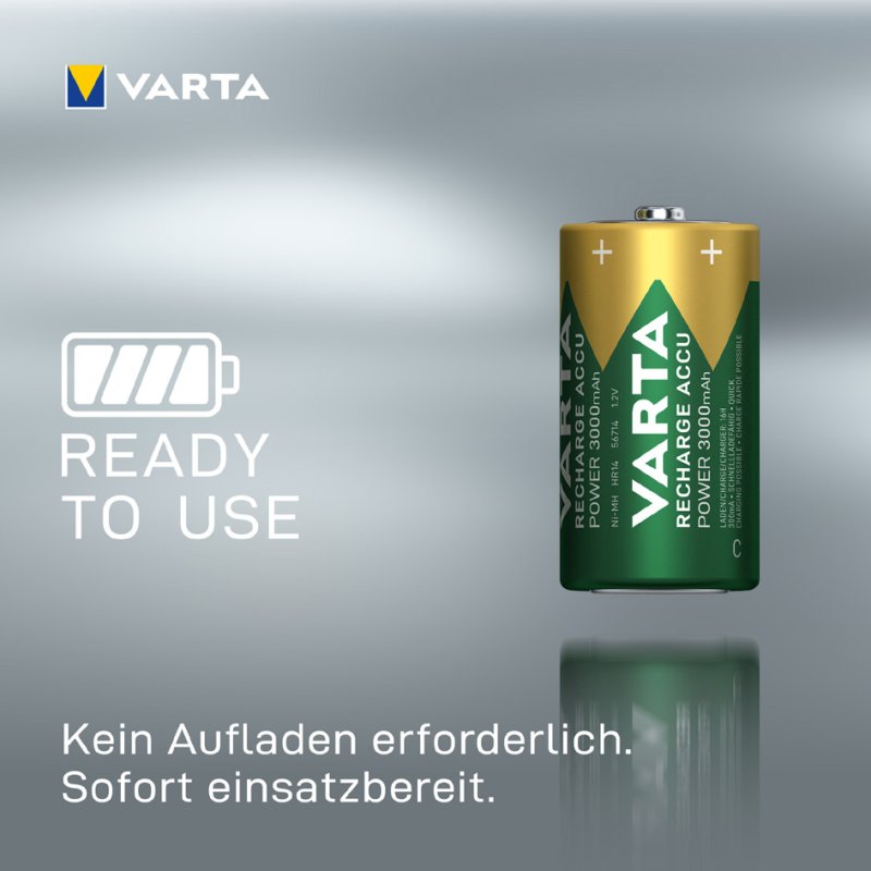 VARTA NiMH oplaadbare batterij RECHARGE ACCU Power, Mono D, 3000 mAh, 2 stuks