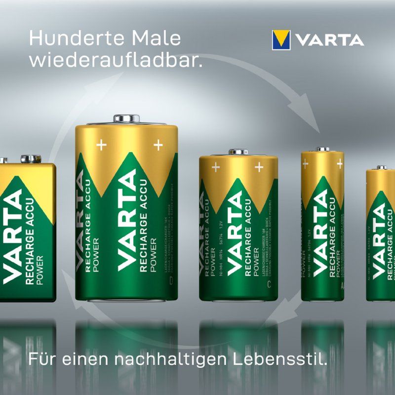 VARTA NiMH oplaadbare batterij RECHARGE ACCU Power, Mono D, 3000 mAh, 2 stuks