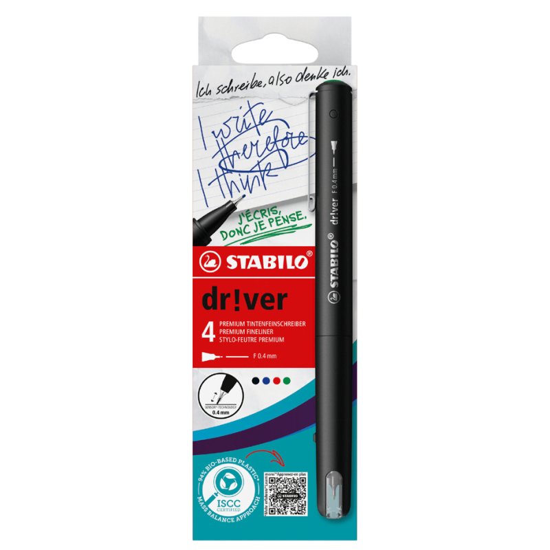 STABILO dr!ver fineliner, fine, 0.4 mm, set of 5 pieces