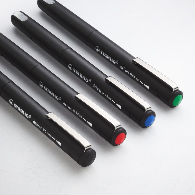 STABILO fineliner driver medium, 0,8 mm, étui 4 pièces