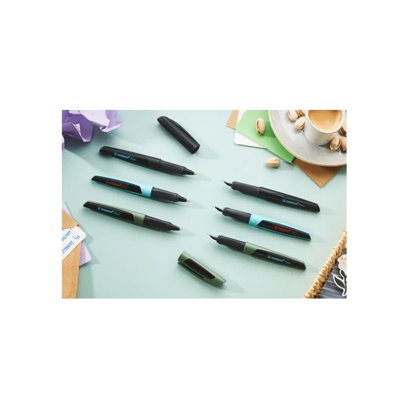 STABILO stylo Flow, rechargeable, khaki/noir, pointe M
