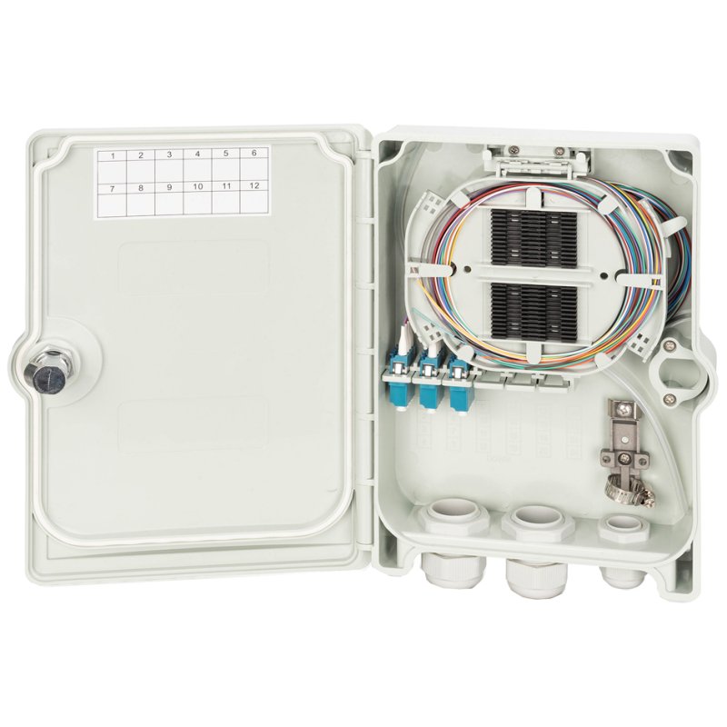 DIGITUS Boîtier de raccordement FTTH/FTTB, 12x LC/PC, monomode, IP65