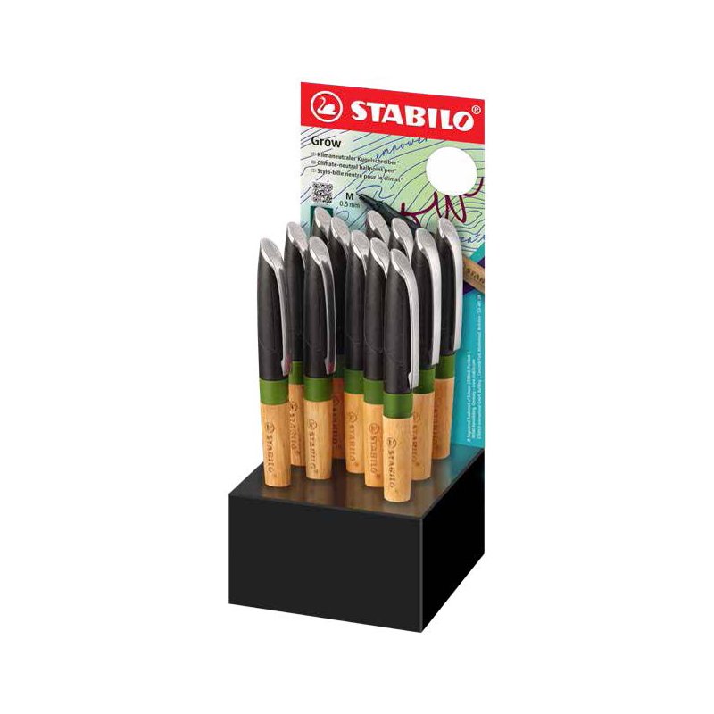 STABILO stylos Grow, fût en bois, bleu, 12 pièces
