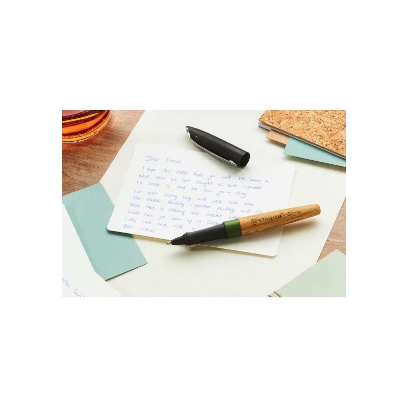 STABILO stylos Grow, fût en bois, bleu, 12 pièces