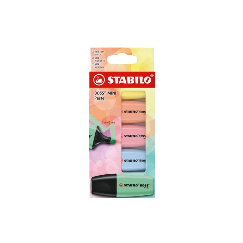 STABILO BOSS MINI Pastel highlighters, wallet, 6 pieces