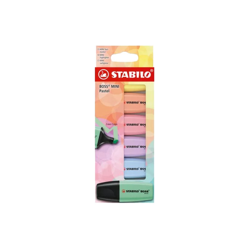 STABILO BOSS MINI Pastel highlighters, wallet, 6 pieces