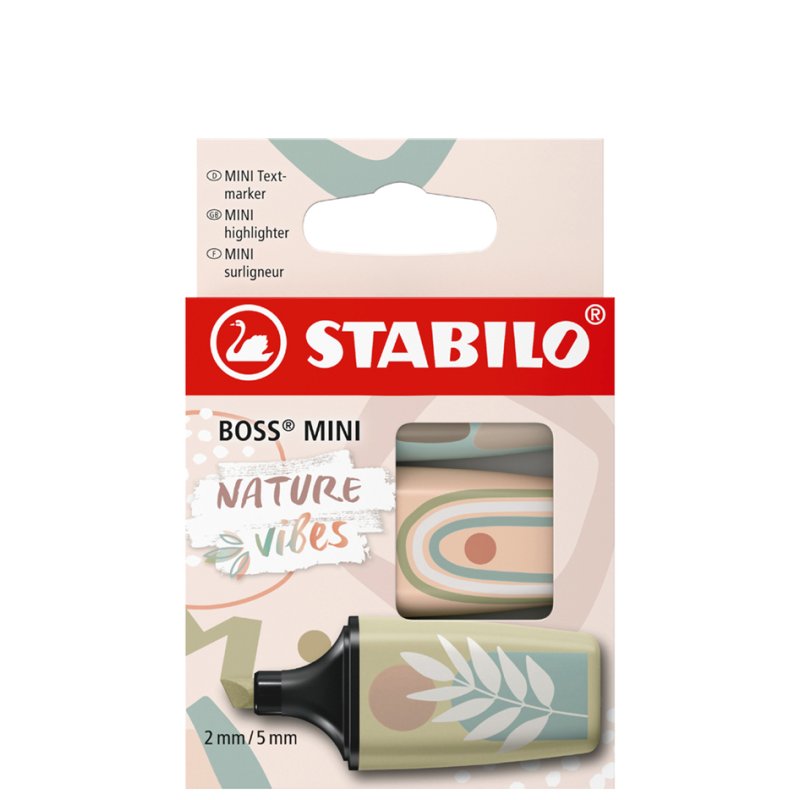 STABILO surligneur BOSS MINI Naturevibes, lot de 5, pointe biseautée 2-5 mm