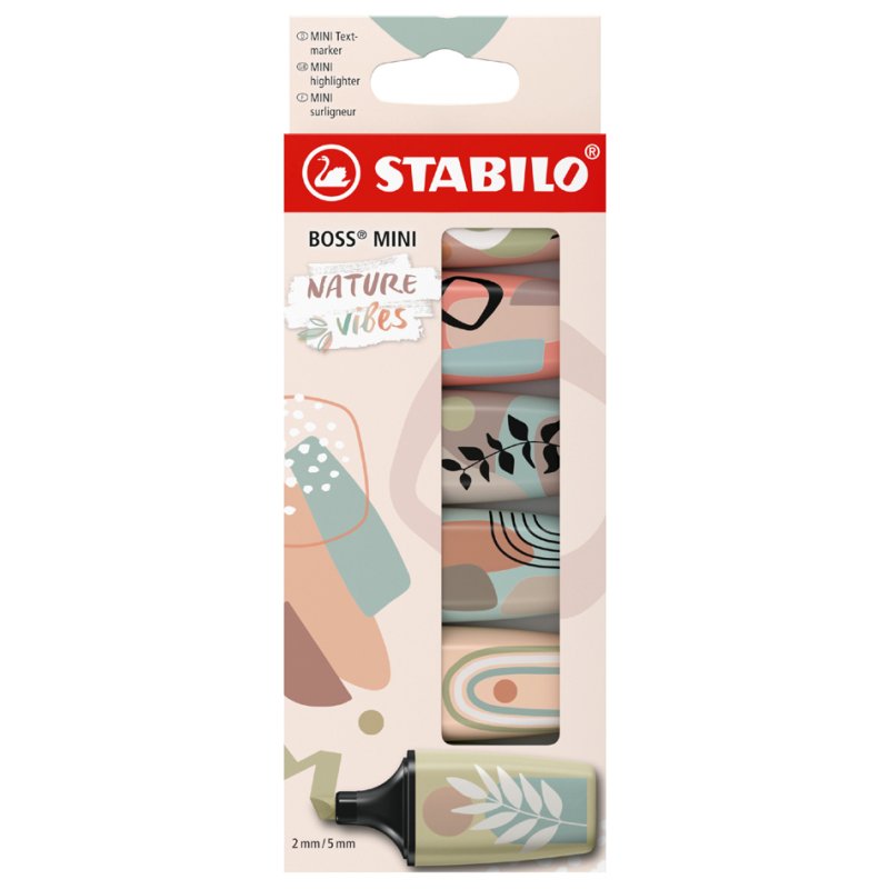 STABILO surligneur BOSS MINI Naturevibes, lot de 5, pointe biseautée 2-5 mm