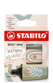 STABILO BOSS MINI markeerstiften Naturevibes, set van 3, beige/groenbeige/moddergoen