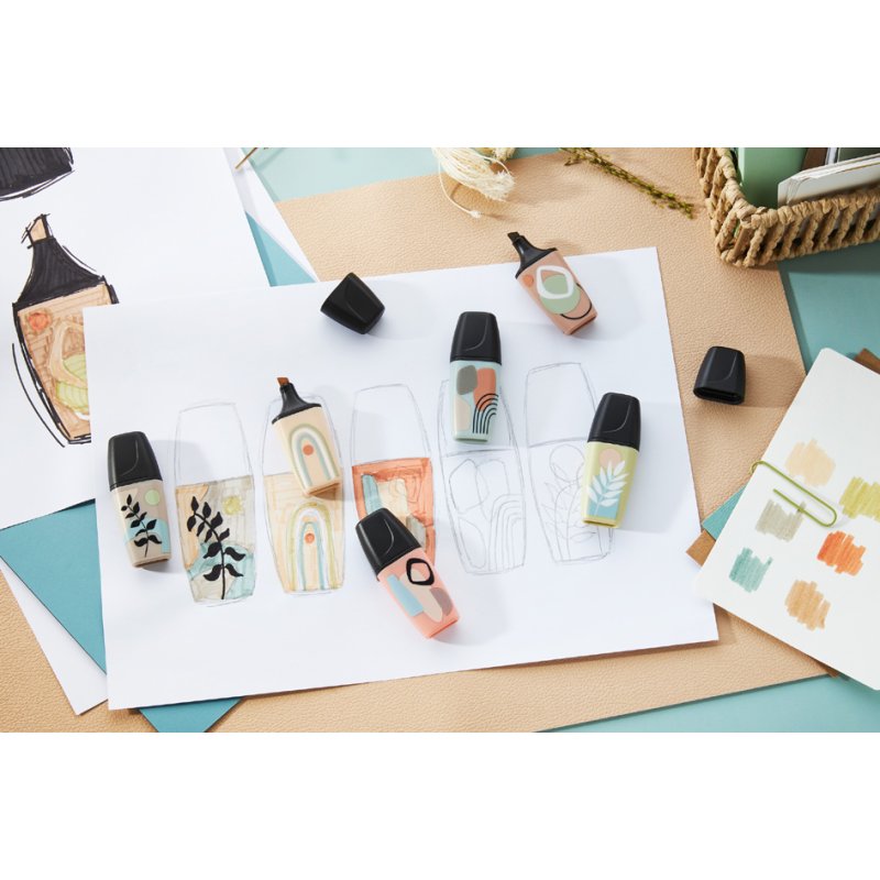 STABILO surligneur BOSS MINI Naturevibes, lot de 5, pointe biseautée 2-5 mm