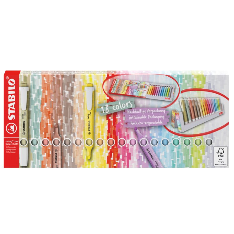 STABILO highlighter Swing Cool NatureCOLORS, set of 18 pieces, 1-4 mm