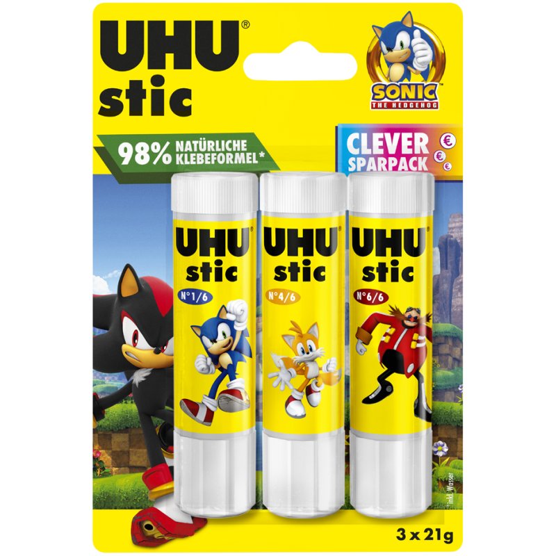 UHU glue stick stic SONIC, 21 g + 2x 8.2 g, 3 pieces