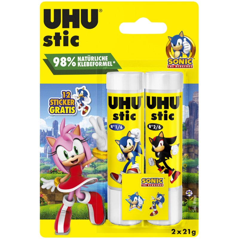 UHU glue stick stic SONIC, 21 g + 2x 8.2 g, 3 pieces