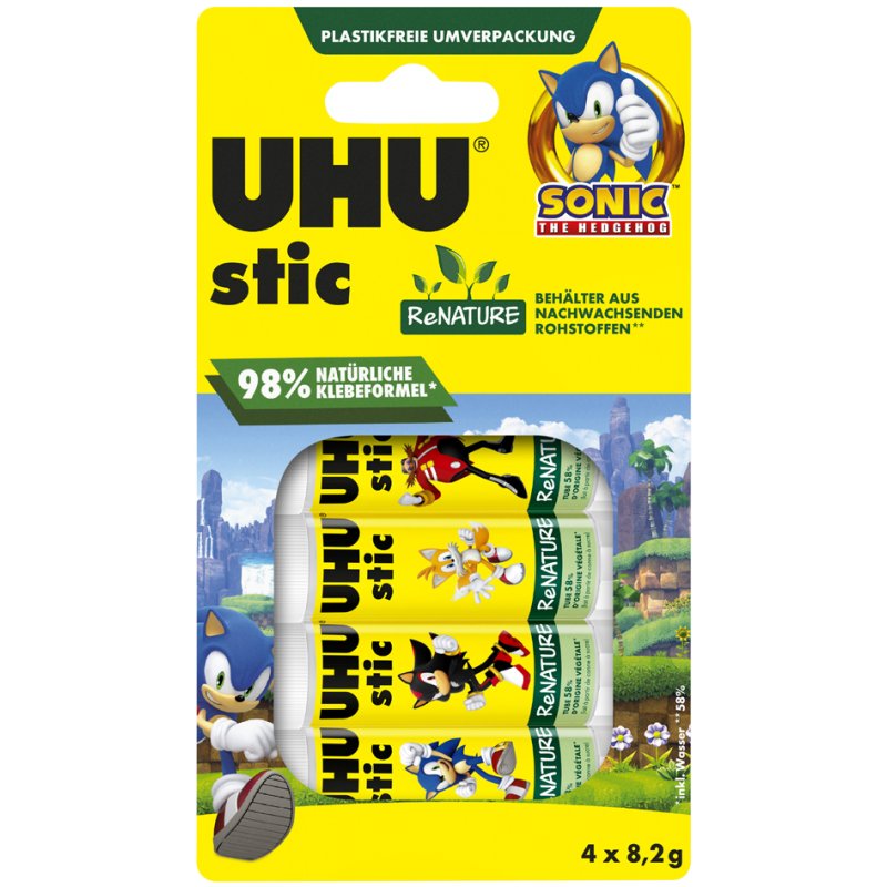 UHU glue stick stic ReNATURE SONIC, 4x 8.2 g, blister pack