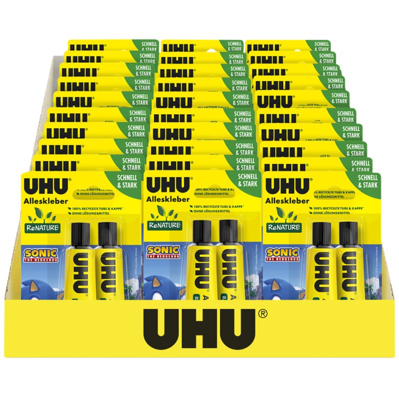 UHU all-purpose glue ReNATURE SONIC, solvent-free, transparent, display of 30 pieces