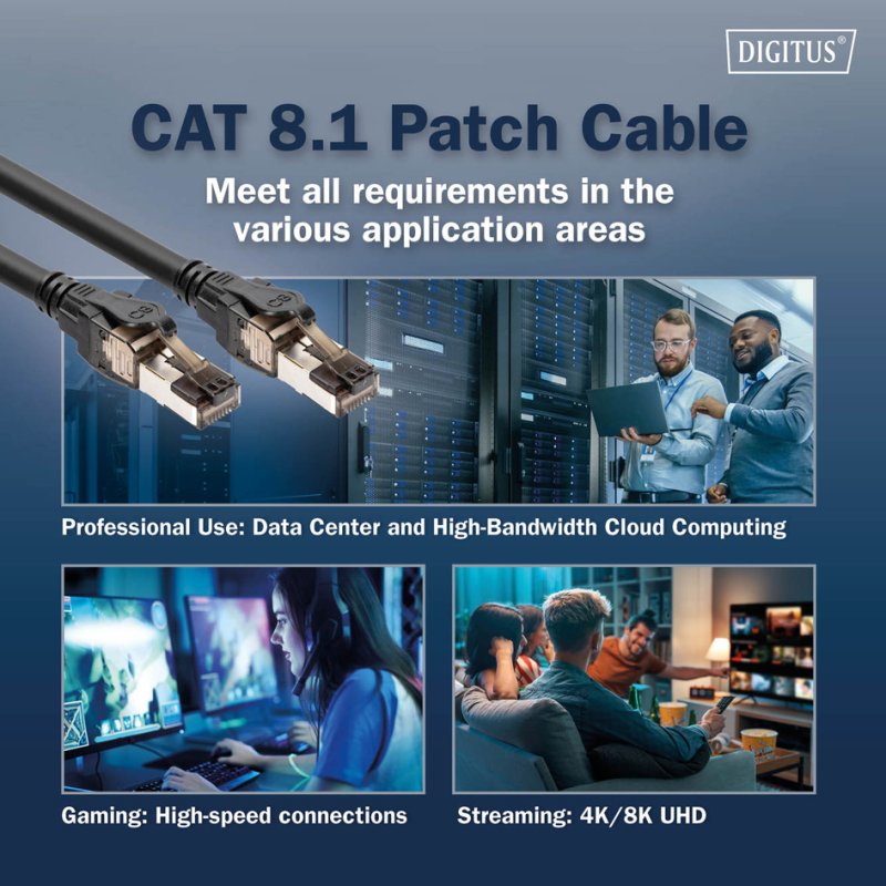 DIGITUS câble de raccordement Cat. 8.1, S/FTP, noir, 2,0 m