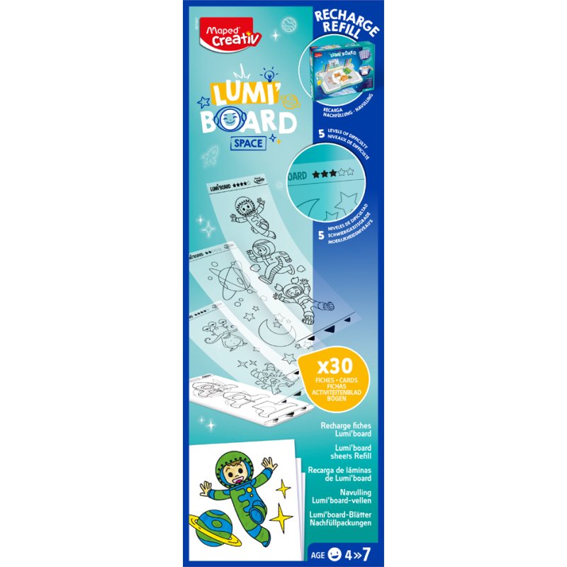 Maped Creativ recharge Espace pour LUMI BOARD, 30 fiches activités, 5 niveaux de difficulté
