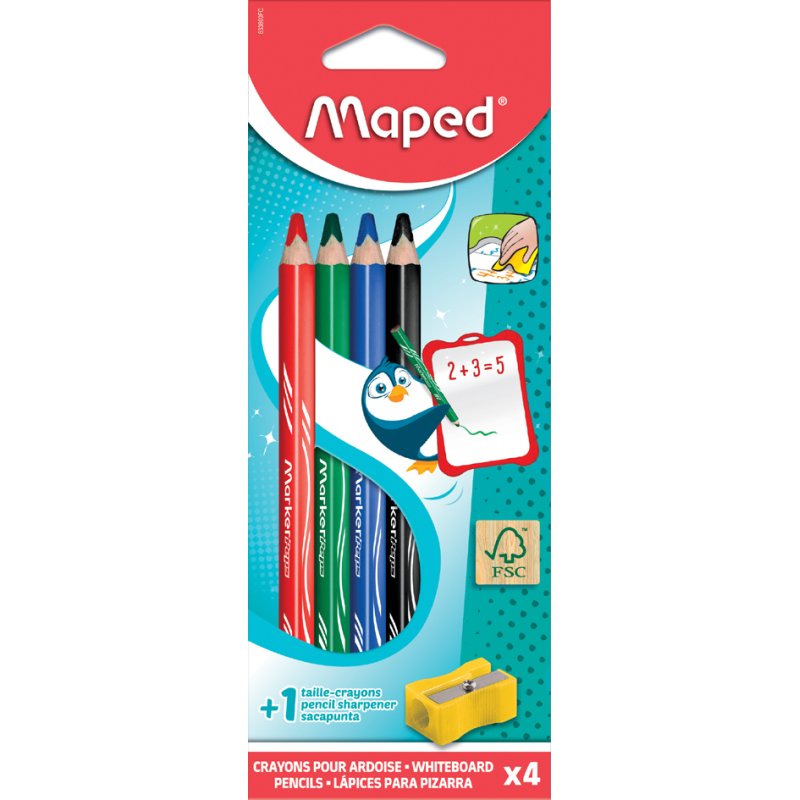 Maped Marker'Peps marqueurs pour tableau blanc, triangulaires, 4 pièces