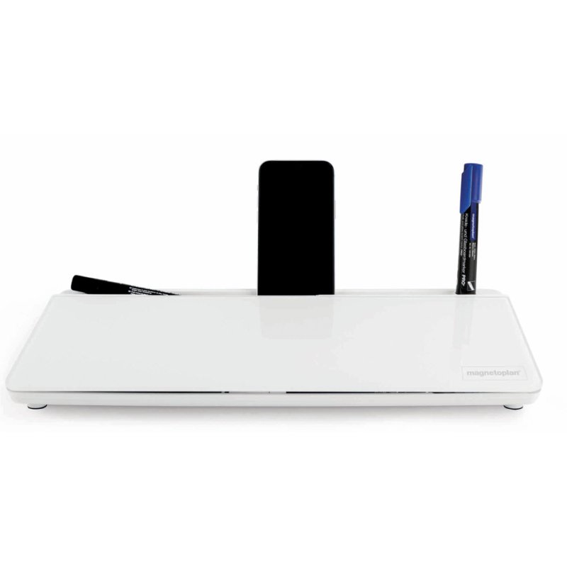 magnetoplan Organiseur de bureau en verre, blanc, 420×180×56 mm, 5 compartiments