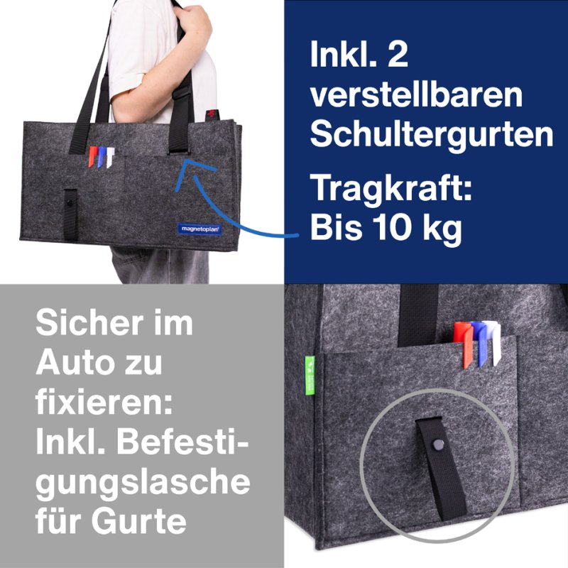 magnetoplan vilttas voor Flex Werkplek, antraciet, 45×15×25 cm