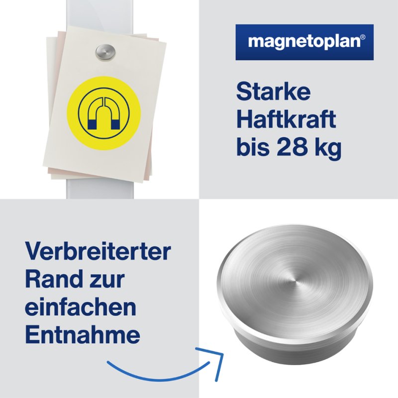 magnetoplan Discofix aimants néodyme forte, argent, 30 mm, 10 pièces
