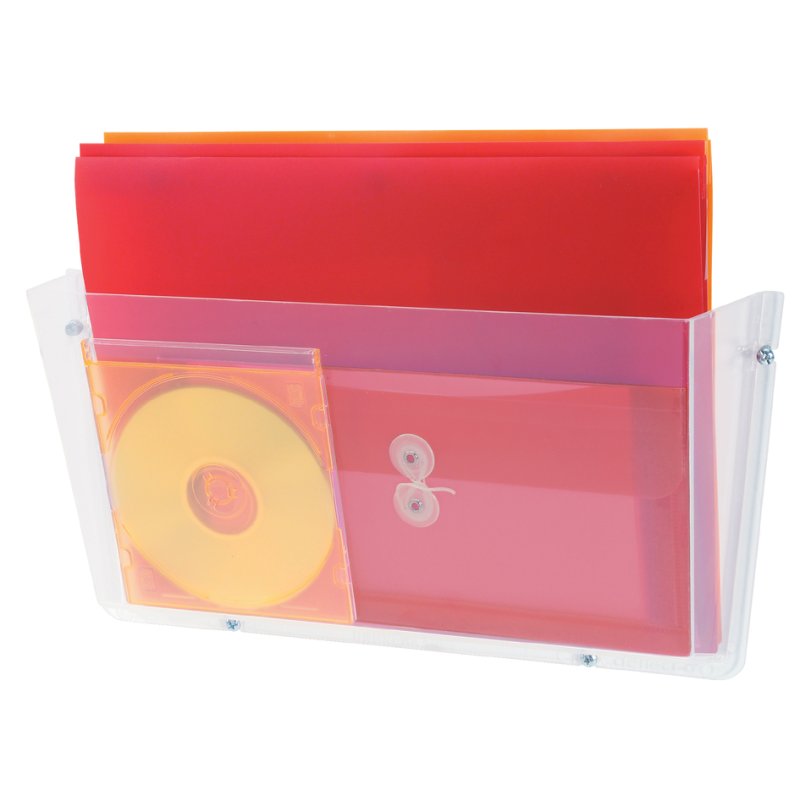 deflecto DocuPocket wall leaflet holder A4 landscape, clear glass, crystal-clear plastic, 365×185 mm