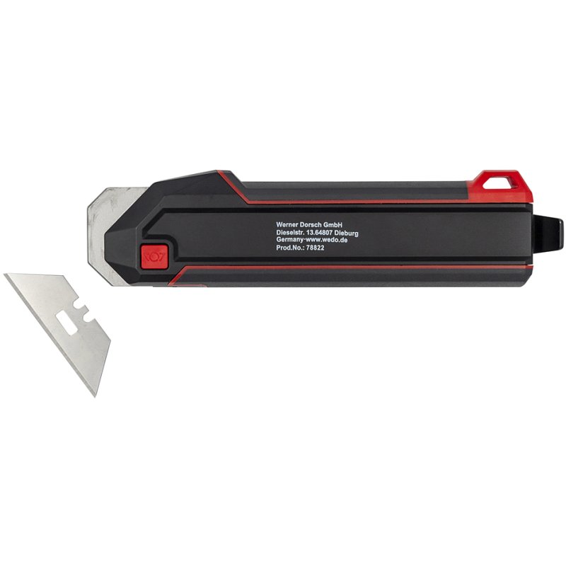 WEDO Premium 2-en-1 couteau de coupe & racloir, lame 19 mm, noir/rouge
