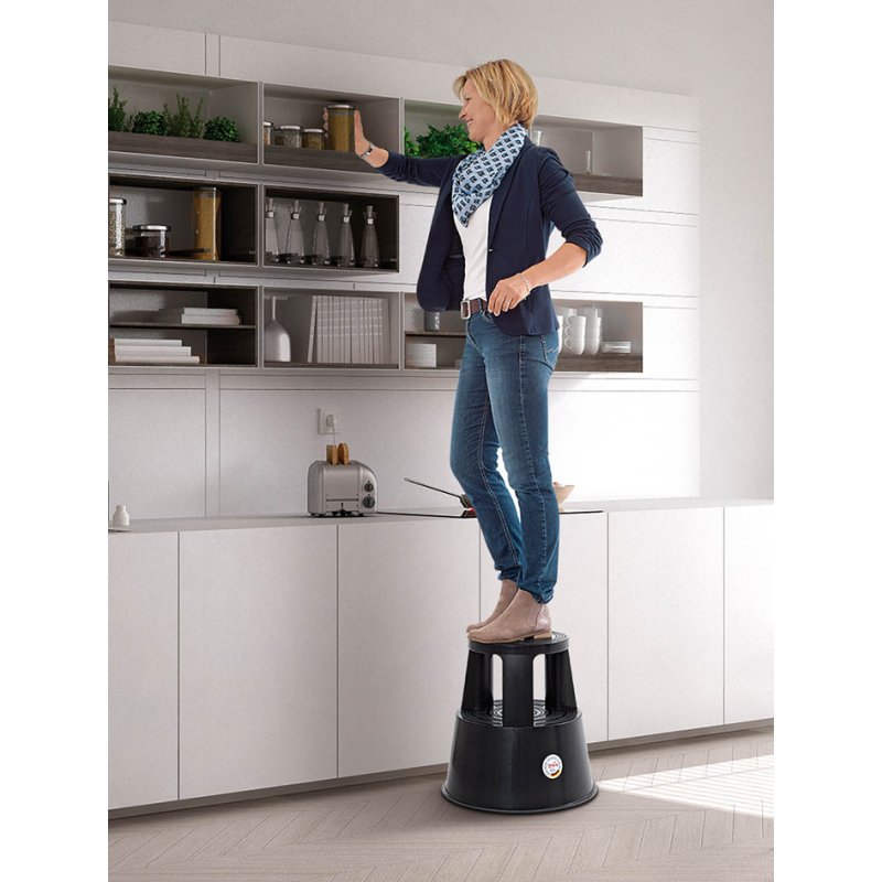 WEDO tabouret roulant SuperStep, plastique, noir, capacité 150 kg