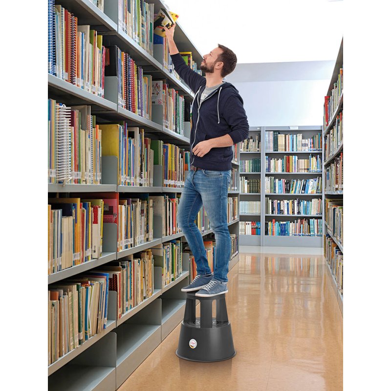 WEDO tabouret roulant SuperStep, plastique, noir, capacité 150 kg