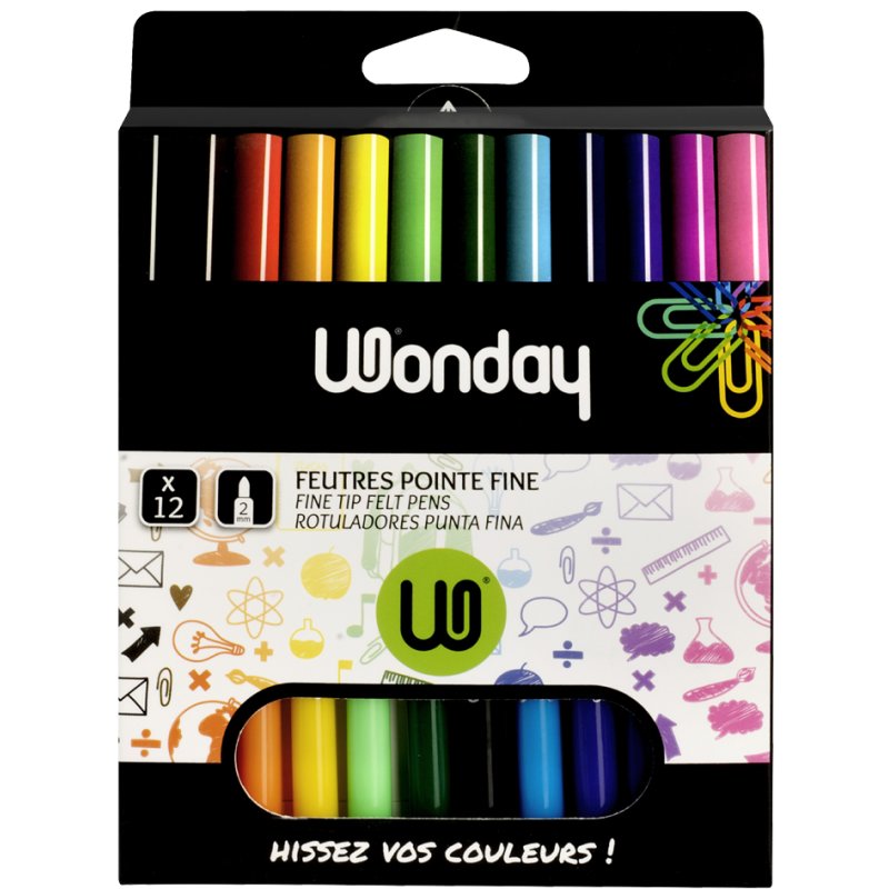 Wonday feutres MIN'O, lavables, 2,0 mm, 12 pièces