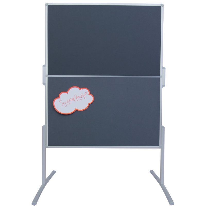 FRANKEN moderatiebord PRO, opklapbaar, grijs vilt, 750×1200 mm