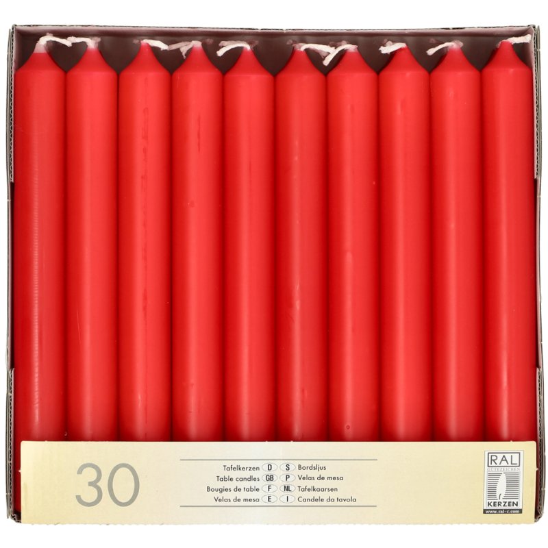 STARPAK bougies de table, 21 mm, rouge bordeaux, 30 pièces