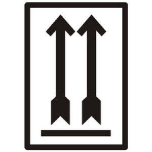 rillprint waarschuwingsetiketten BOVEN! NIET KANTELEN, permanent klevend, wit/zwart, 70×100 mm