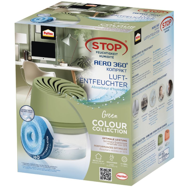 Pattex déshumidificateur d'air AERO 360 degrés COMPACT, pêche, jusqu'à 20 m³