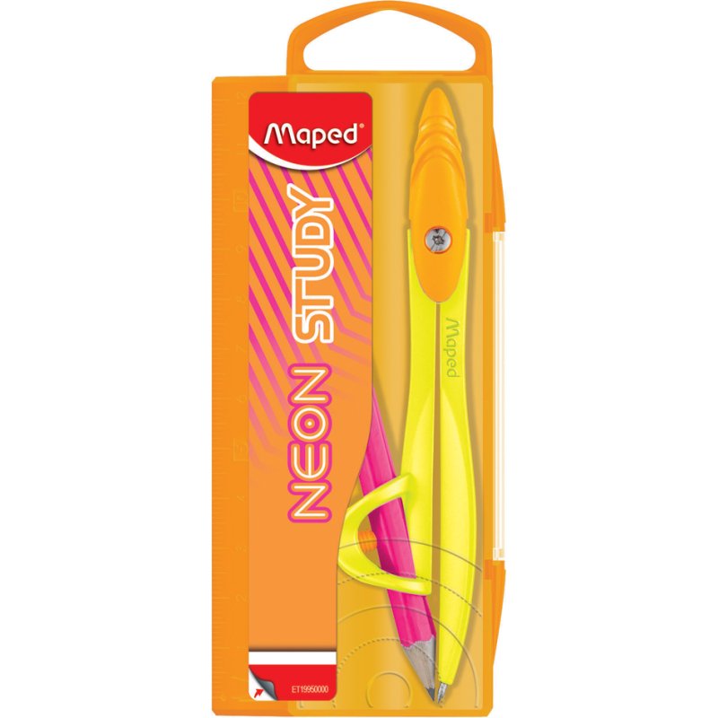 Maped compas STUDY NEON avec bague d'adaptation, assorti, à partir de 6 ans