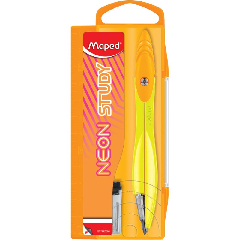Maped compas STUDY NEON avec bague d'adaptation, assorti, à partir de 6 ans