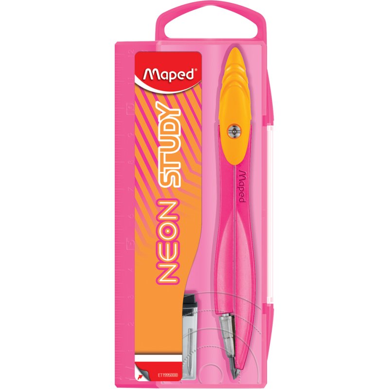 Maped compas STUDY NEON avec bague d'adaptation, assorti, à partir de 6 ans