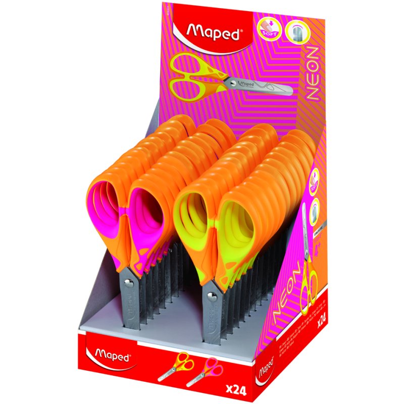 Maped Essentials Soft NEON ciseaux enfants, 130 mm, couleurs néon, droitiers