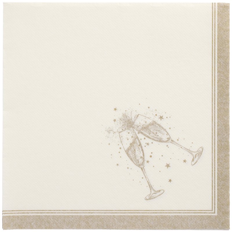 PAPSTAR serviettes ROYAL Collection Festivities, blanc/or, 400×400 mm, 50 pièces