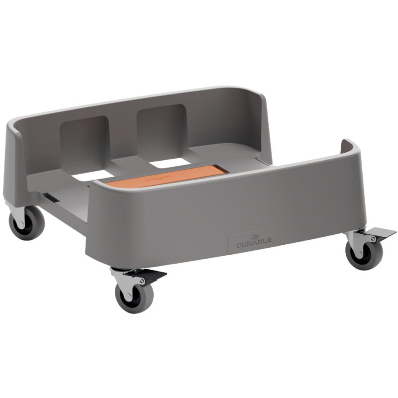 DURABLE afvalcontainer trolley DURABIN 60 L, gerecycled PP, 4 zwenkwielen, grijs