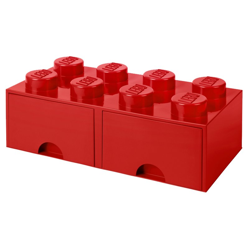 LEGO opbergbox met 2 lades, rood, stapelbaar, 9,4 liter