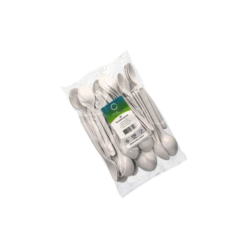 PAPSTAR cuillères réutilisables, 185 mm, blanc, 50 pièces