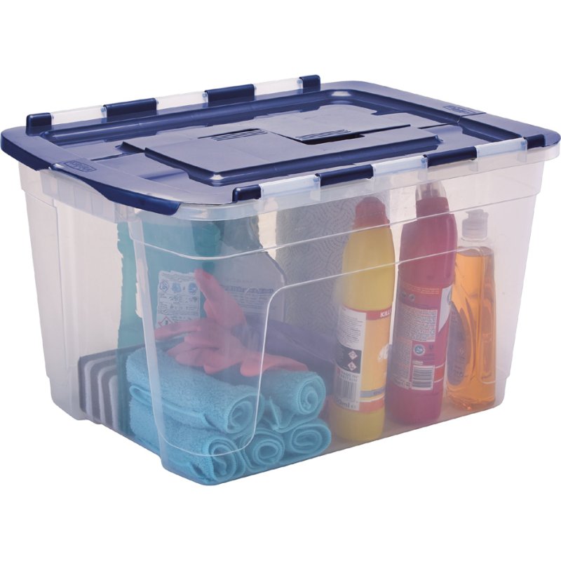 Fellowes boîte de rangement BANKERS BOX, couvercle rabattable, transparent, 55 litres