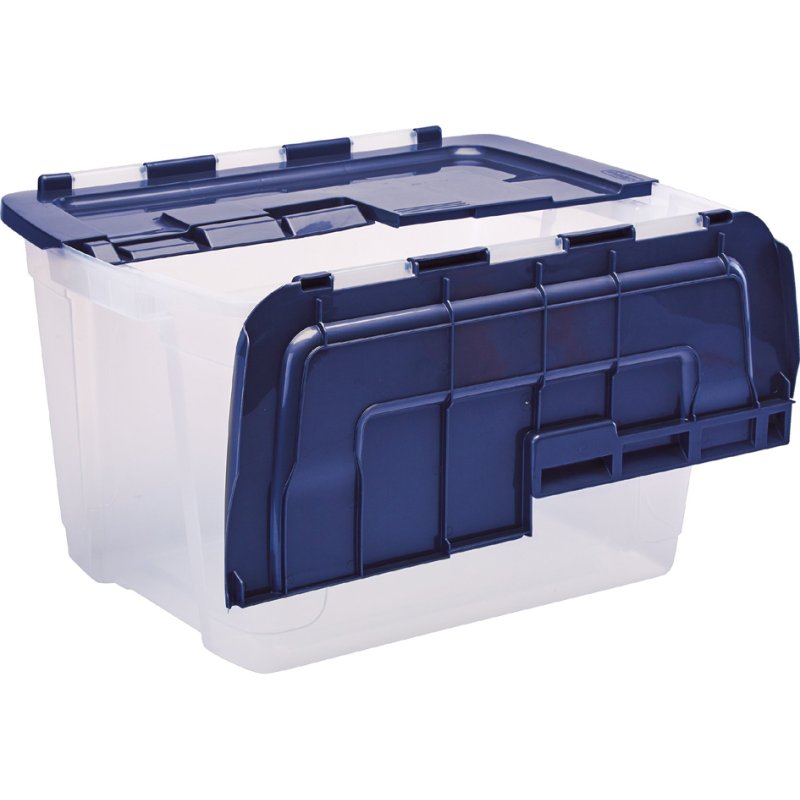Fellowes boîte de rangement BANKERS BOX, couvercle rabattable, transparent, 55 litres